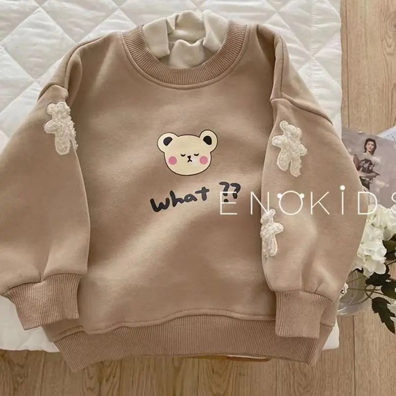 Mila - Warm sweater with bear print for girls