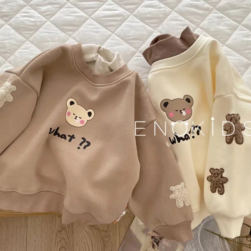 Mila - Warm sweater with bear print for girls