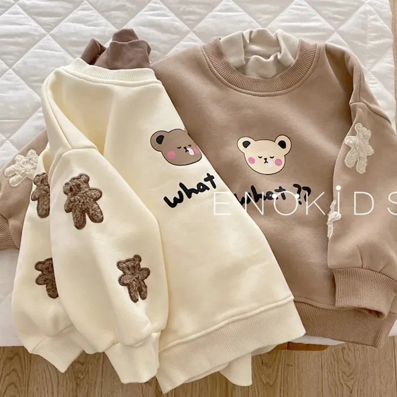 Mila - Warm sweater with bear print for girls