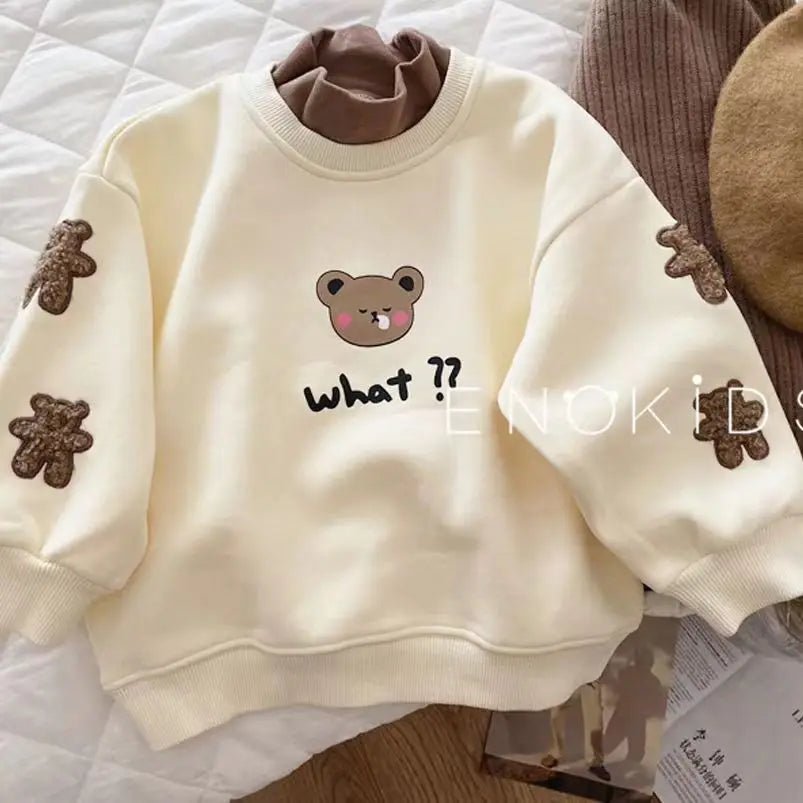 Mila - Warm sweater with bear print for girls