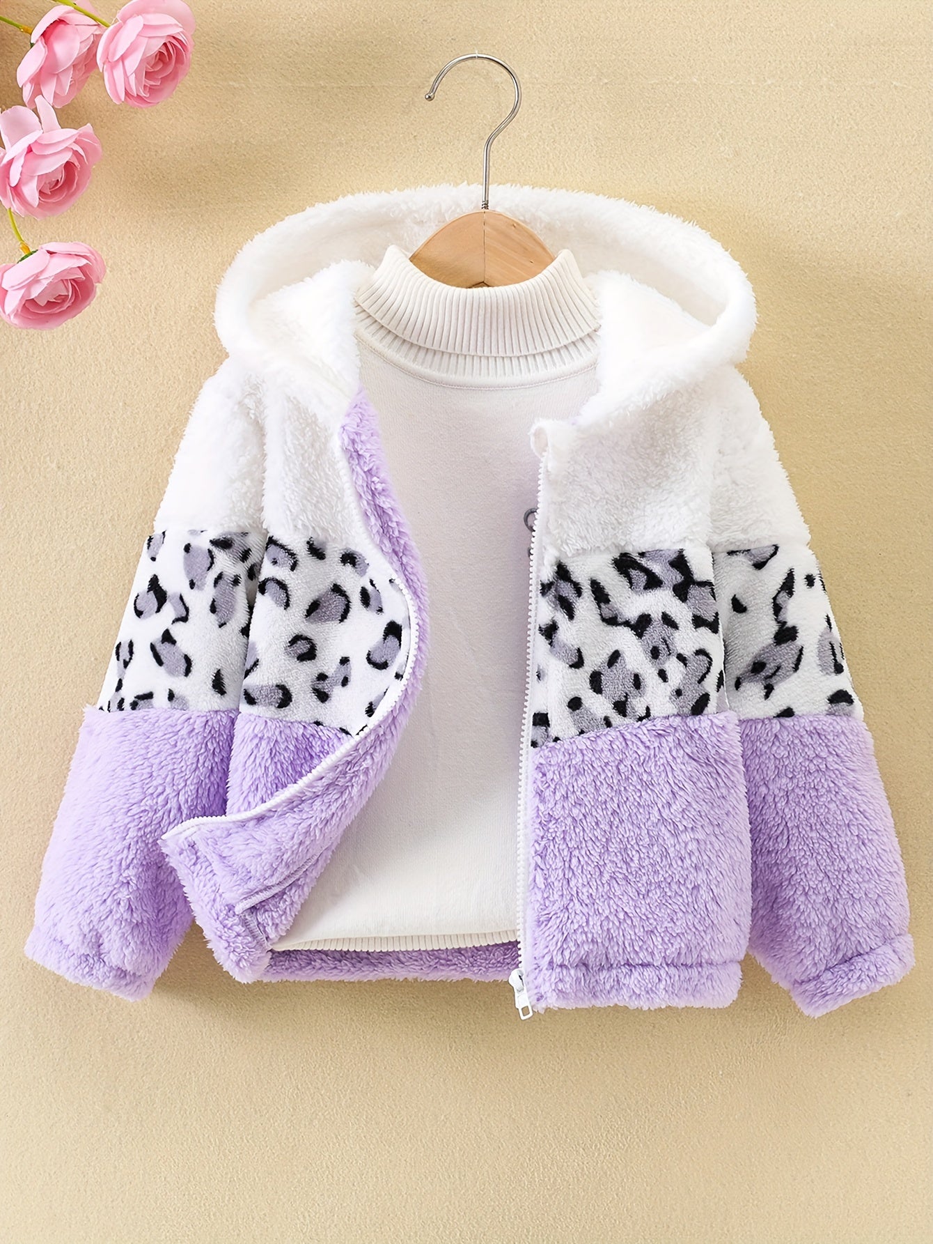 Nora - Luipaardprint Winterjas met Fleece voor Meisjes