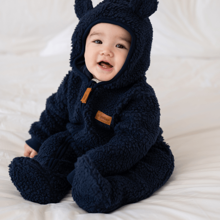 Teddy Anzug voor Kinderen in Marineblauw met Kapuze