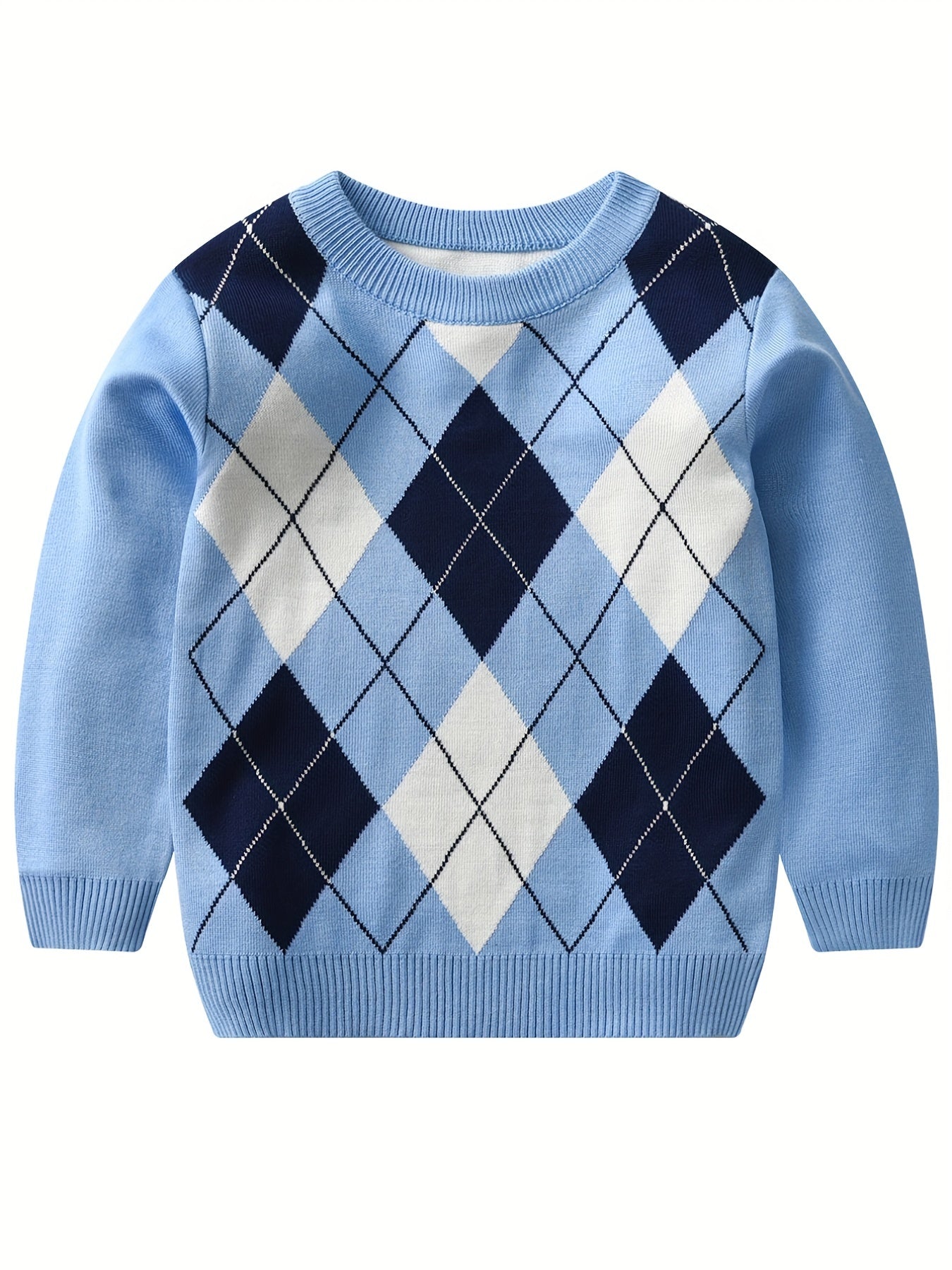 Jongens lange mouwen gebreide sweater met argyle patroon