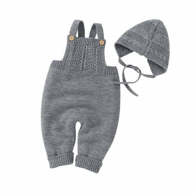 Gebreid Mouwloos Jumpsuit en Bonnet Set