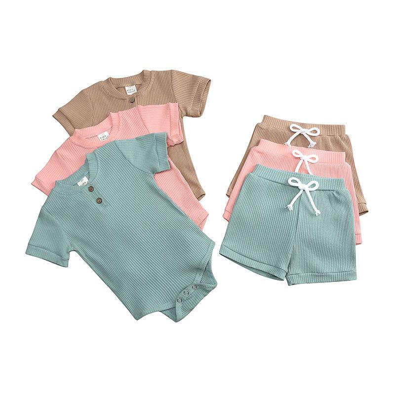 Geribbelde Romper en Shorts Set