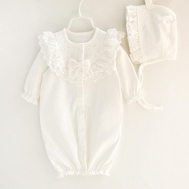 Rimpelige Kant Romper & Bonnet Set